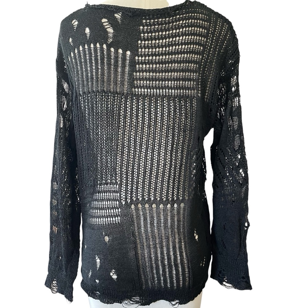❤️ Grunge x Goth Destroyed Black Sweater - Picture 5 of 6